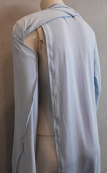 (L61) Ladies Nightie - Long Sleeves - POWDER BLUE with Blue & White Neck Band