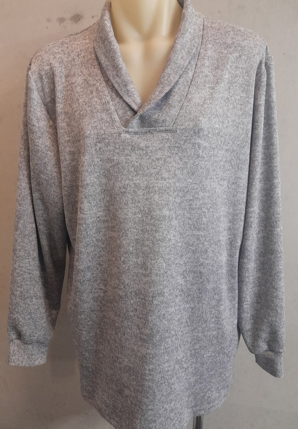 Men's Roll Collar Long Sleeve Top - Silver Marle