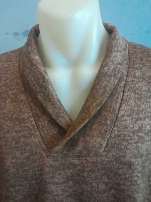 Men's Roll Collar Long Sleeve Top - Chestnut Marle