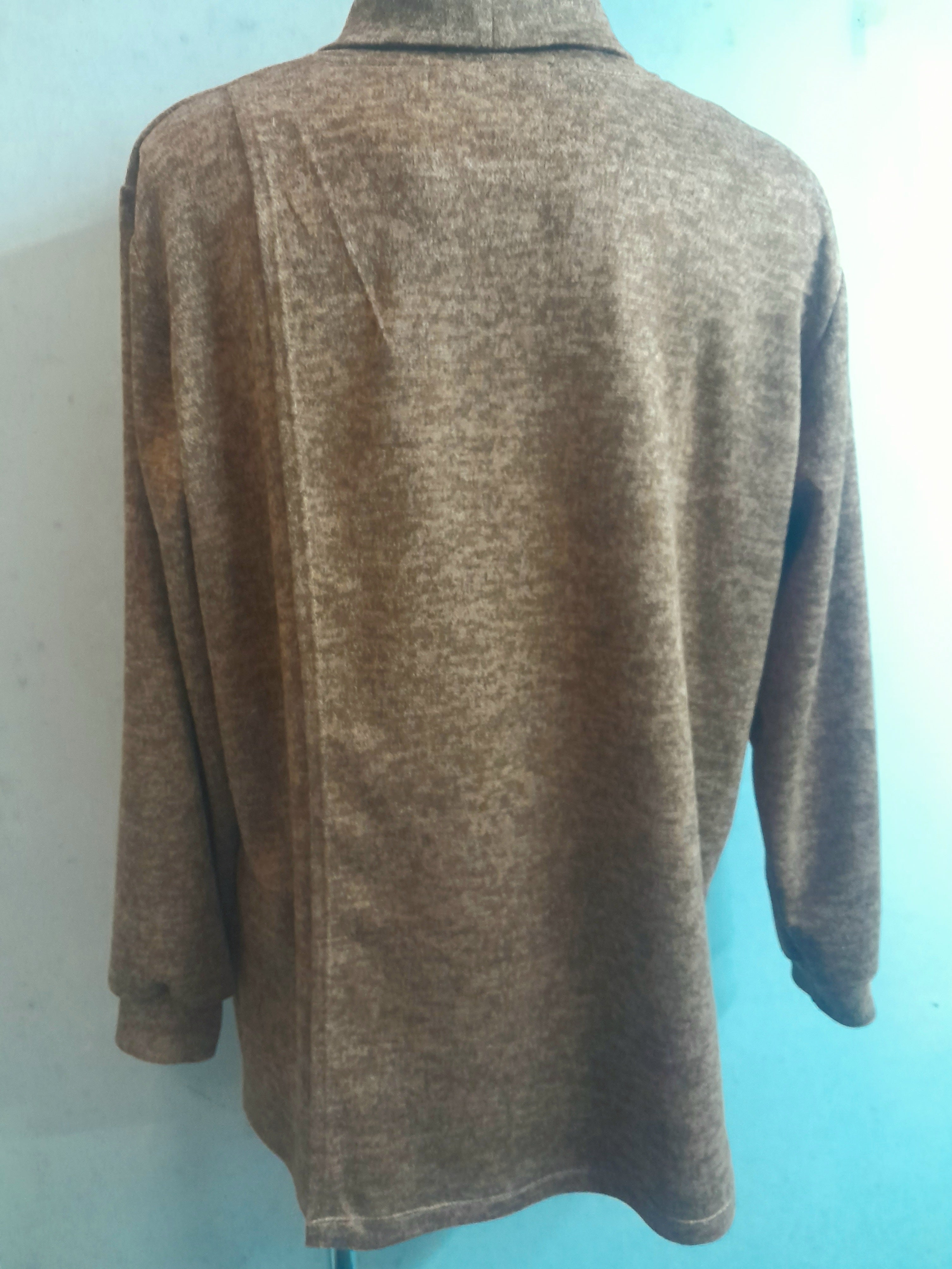 Men's Roll Collar Long Sleeve Top - Chestnut Marle