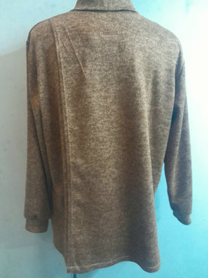 Men's Roll Collar Long Sleeve Top - Chestnut Marle