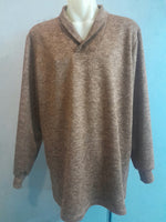 Men's Roll Collar Long Sleeve Top - Chestnut Marle