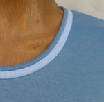 (L61) Ladies Nightie - Long Sleeves - POWDER BLUE with Blue & White Neck Band - Adaptive Fitz Clothing