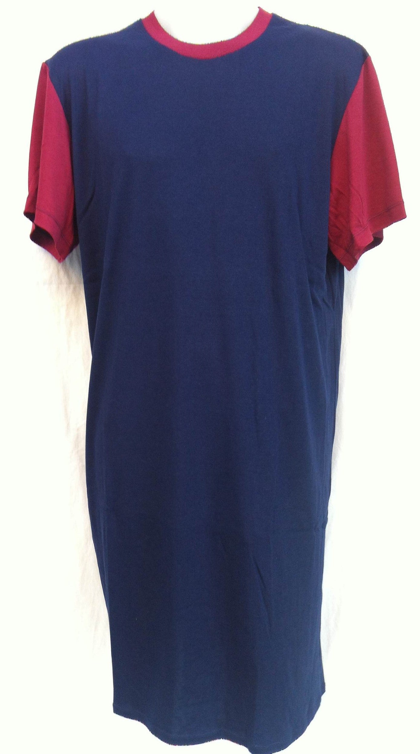Night Shirt - Short  Sleeves - NAVY with CONTRAST SLEEVES - Adaptive Fitz Clothing